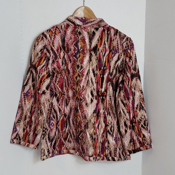 Chico's Women's Red White Black Orange Jacket, 1 - Picture 2 of 9